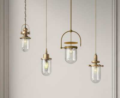 现代金属玻璃吊灯3D模型下载